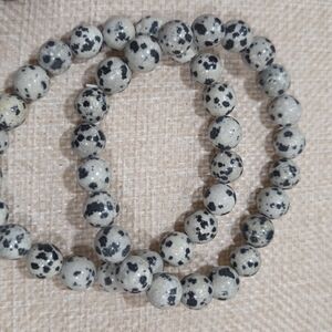 Dalmatian Jasper Beaded Bracelet X2
